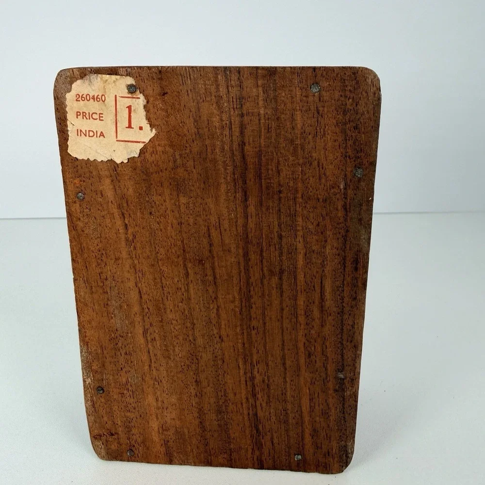 Hand Carved Wooden Jewelry Box Vintage Floral Inlay India‎ Trinket Box